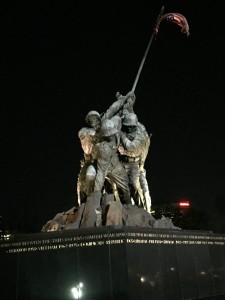 Students were treated to a nighttime tour of historic Washington to view the monuments and honor our nation's brave heroes, like those in this moving statue depicting the raising of the American flag at the Battle of Iwo Jima during World War II.